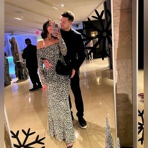 AFRM Black and White Leopard Print Maxi Dress